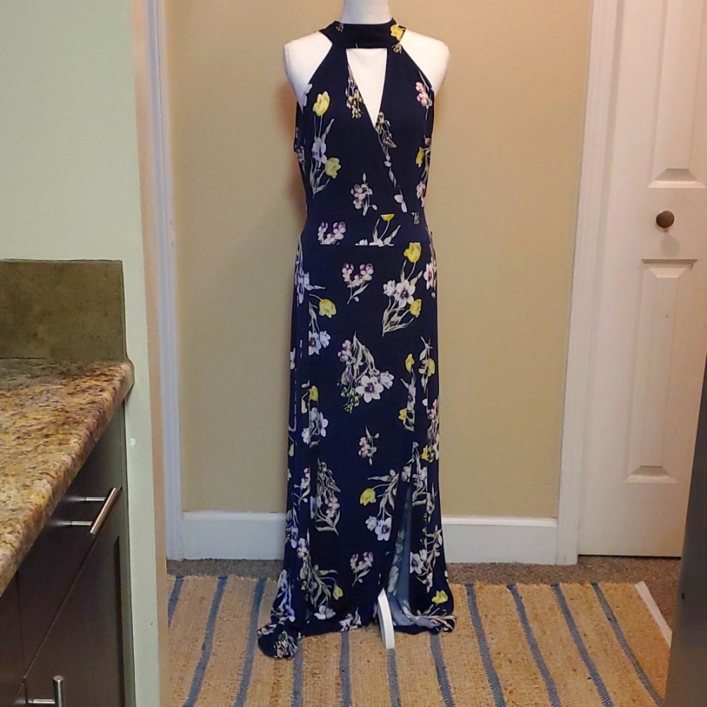 NY&C Navy Floral Maxi Dress Size Large